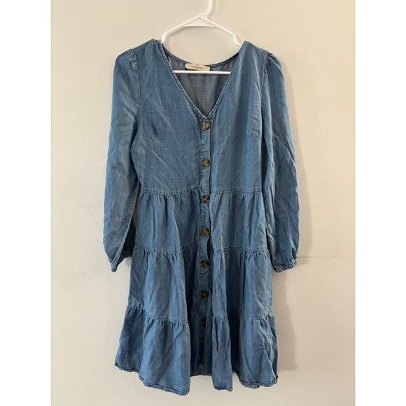 Casa Cabana Dresses & Skirts - Casa Cabana Womens Chambray Dress XS Cowgirl Western Tiered Boho Long Sleeve